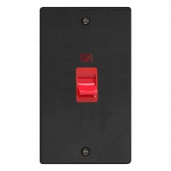 Varilight XDE45N.MB Matt Black 45A Cooker Switch with Neon (Vertical Twin Plate/ Red Rocker)