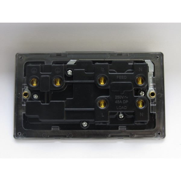 Varilight XDE45PB.BS Brushed Steel 45A Cooker Panel with 13A Double Pole Switched Socket Outlet (Red Rocker)