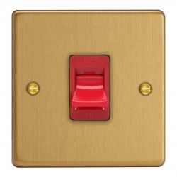 Varilight XDE45S.BB Brushed Brass 45A Cooker Switch (Single Plate/ Red Rocker)