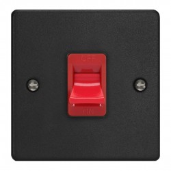 Varilight XDE45S.MB Matt Black 45A Cooker Switch (Single Plate/ Red Rocker)