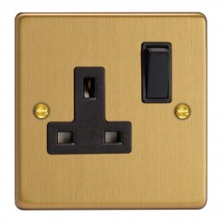 Varilight XDE4B.BB Brushed Brass 1-Gang 13A Double Pole Switched Socket