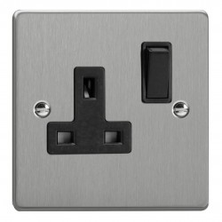 Varilight XDE4B.BS Brushed Steel 1-Gang 13A Double Pole Switched Socket
