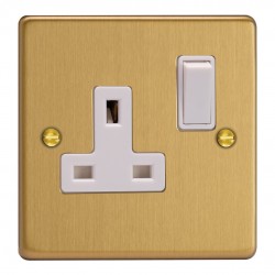Varilight XDE4W.BB Brushed Brass 1-Gang 13A Double Pole Switched Socket