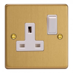 Varilight XDE4W.BB Brushed Brass 1-Gang 13A Double Pole Switched Socket