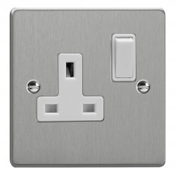 Varilight XDE4W.BS Brushed Steel 1-Gang 13A Double Pole Switched Socket