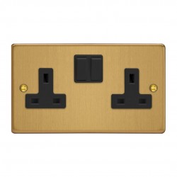 Varilight XDE5B.BB Brushed Brass 2-Gang 13A Double Pole Switched Socket