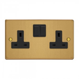 Varilight XDE5B.BB Brushed Brass 2-Gang 13A Double Pole Switched Socket
