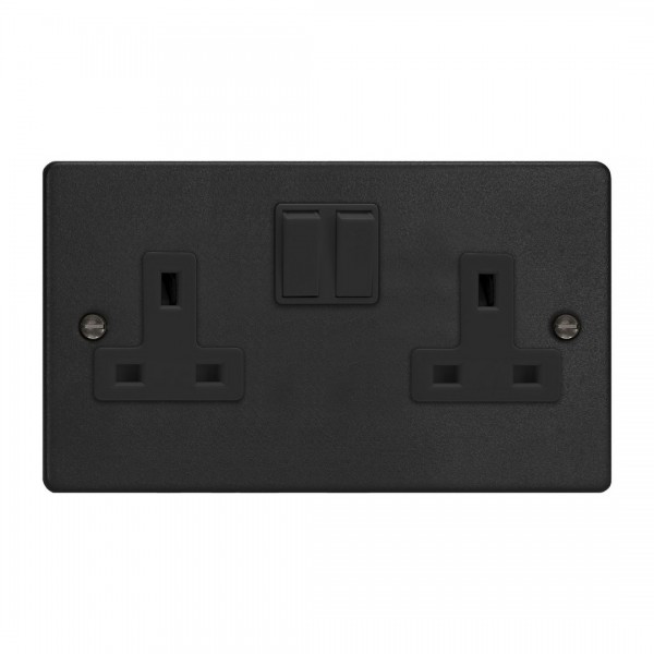 Varilight XDE5B.MB Matt Black 2-Gang 13A Double Pole Switched Socket