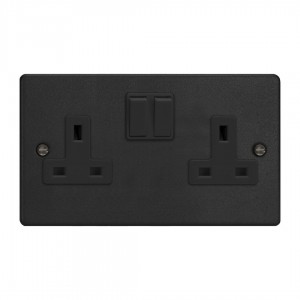 Varilight XDE5B.MB Matt Black 2-Gang 13A Double Pole Switched Socket