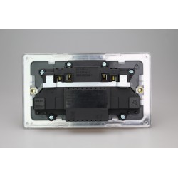Varilight XDE5UACB.BS Brushed Steel Double Socket with 20W Shared USB A & C Charging Ports