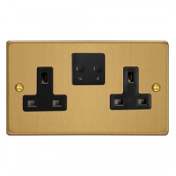 Varilight XDE5VSB.BB Brushed Brass 2-Gang 13A WiFi Switched Socket for V-Pro Smart Supla