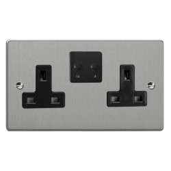 Varilight XDE5VSB.BS Brushed Steel 2-Gang 13A WiFi Switched Socket for V-Pro Smart Supla