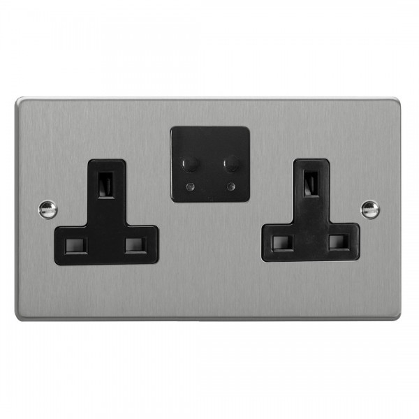 Varilight XDE5VSB.BS Brushed Steel 2-Gang 13A WiFi Switched Socket for V-Pro Smart Supla