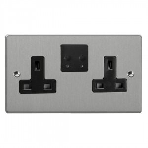 Varilight XDE5VSB.BS Brushed Steel 2-Gang 13A WiFi Switched Socket for V-Pro Smart Supla