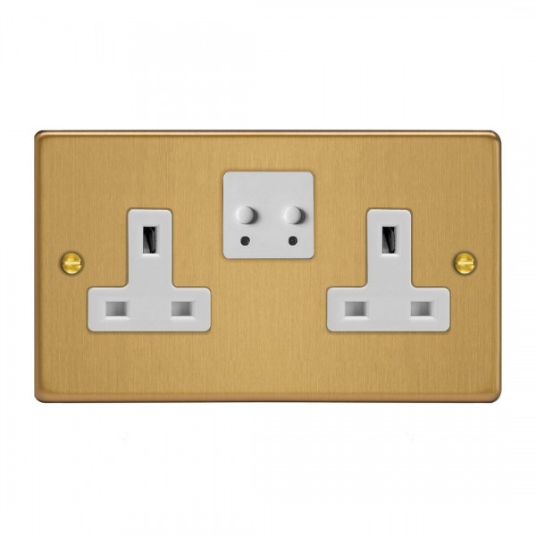 Varilight XDE5VSW.BB Brushed Brass 2-Gang 13A WiFi Switched Socket for V-Pro Smart Supla