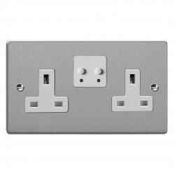 Varilight XDE5VSW.BS Brushed Steel 2-Gang 13A WiFi Switched Socket for V-Pro Smart Supla