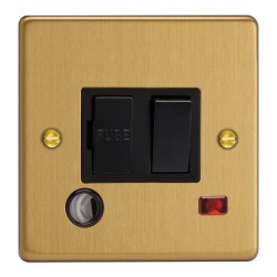 Varilight XDE6FONB.BB Brushed Brass 13A Switched Fused Spur with Neon with Flex Outlet