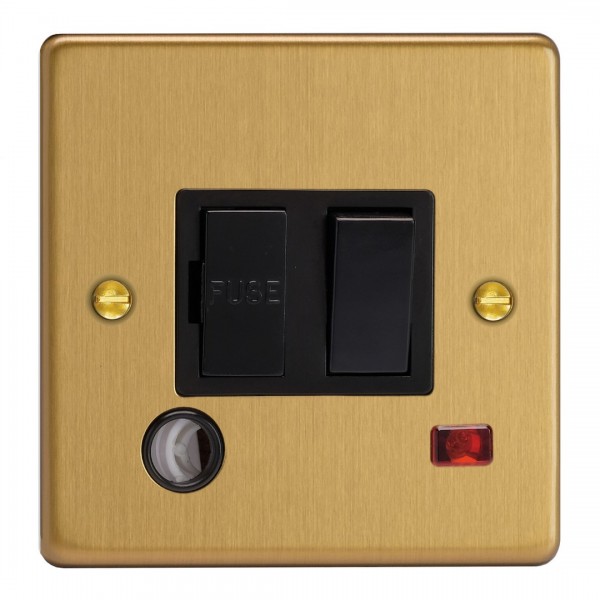 Varilight XDE6FONB.BB Brushed Brass 13A Switched Fused Spur with Neon with Flex Outlet