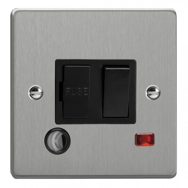 Varilight XDE6FONB.BS Brushed Steel 13A Switched Fused Spur with Neon with Flex Outlet