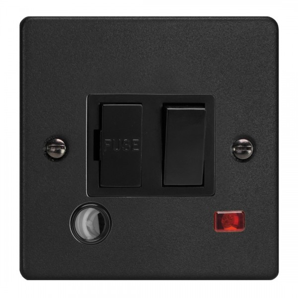 Varilight XDE6FONB.MB Matt Black 13A Switched Fused Spur with Neon with Flex Outlet Varilight XDE6FONB.MB Matt Black 13A Switched Fused Spur with Neon with Flex Outlet
