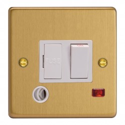 Varilight XDE6FONW.BB Brushed Brass 13A Switched Fused Spur with Neon with Flex Outlet