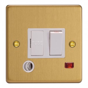 Varilight XDE6FONW.BB Brushed Brass 13A Switched Fused Spur with Neon with Flex Outlet