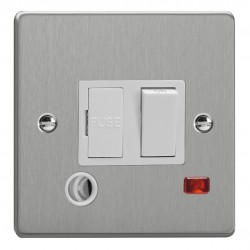 Varilight XDE6FONW.BS Brushed Steel 13A Switched Fused Spur with Neon with Flex Outlet