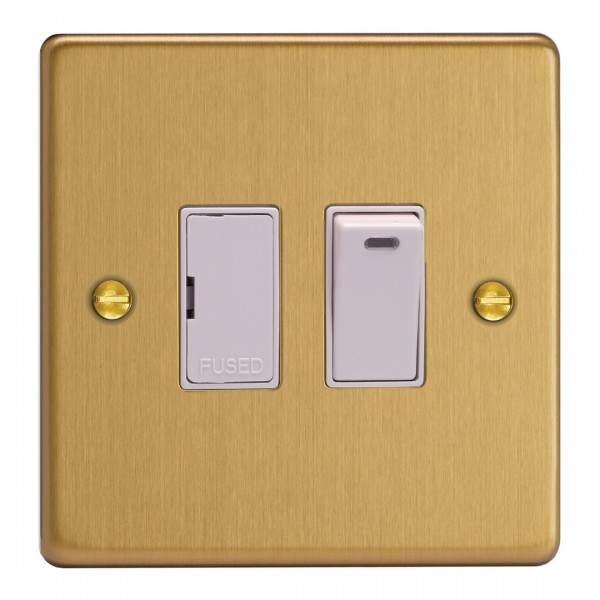 Varilight XDE6NW.BB Brushed Brass 13A Switched Fused Spur with Neon