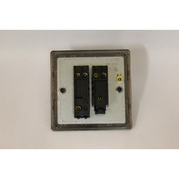 Varilight XDE71W.BS Brushed Steel 2-Gang (10A Intermediate Switch with 10A 1- or 2-Way Rocker Switch)
