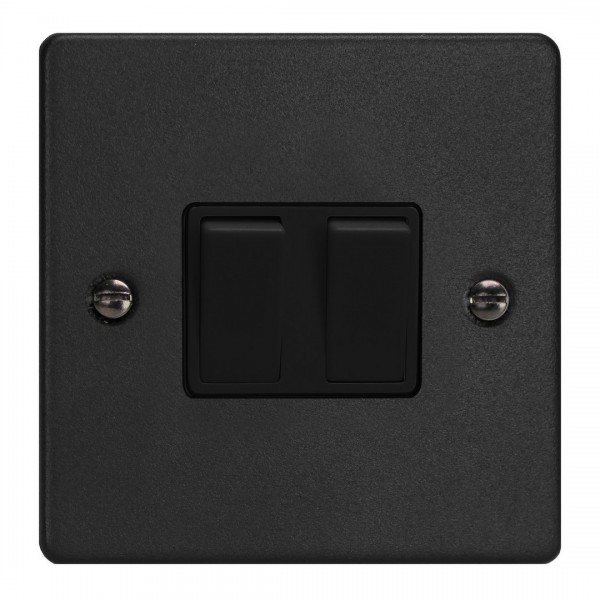 Varilight XDE77B.MB Matt Black 2-Gang 10A Intermediate Rocker Switch