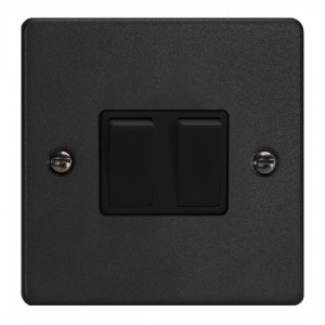 Varilight XDE77B.MB Matt Black 2-Gang 10A Intermediate Rocker Switch