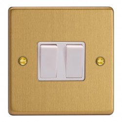 Varilight XDE77W.BB Brushed Brass 2-Gang 10A Intermediate Rocker Switch