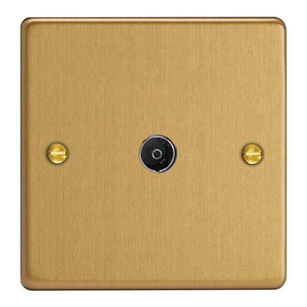 Varilight XDE8.BB Brushed Brass 1-Gang TV Socket/ Co-Axial