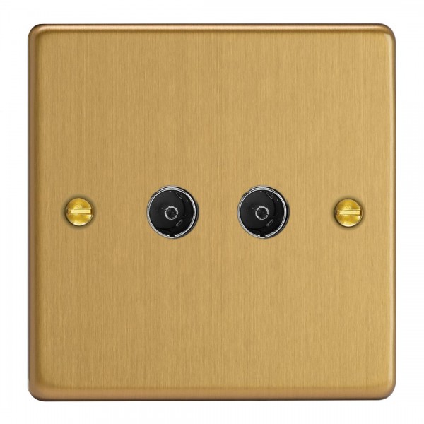 Varilight XDE88.BB Brushed Brass 2-Gang TV Socket/ Co-Axial