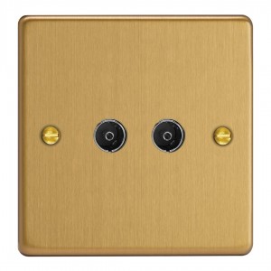 Varilight XDE88.BB Brushed Brass 2-Gang TV Socket/ Co-Axial