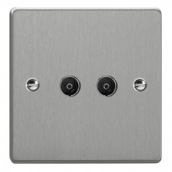 Varilight XDE88.BS Brushed Steel 2-Gang TV Socket/ Co-Axial