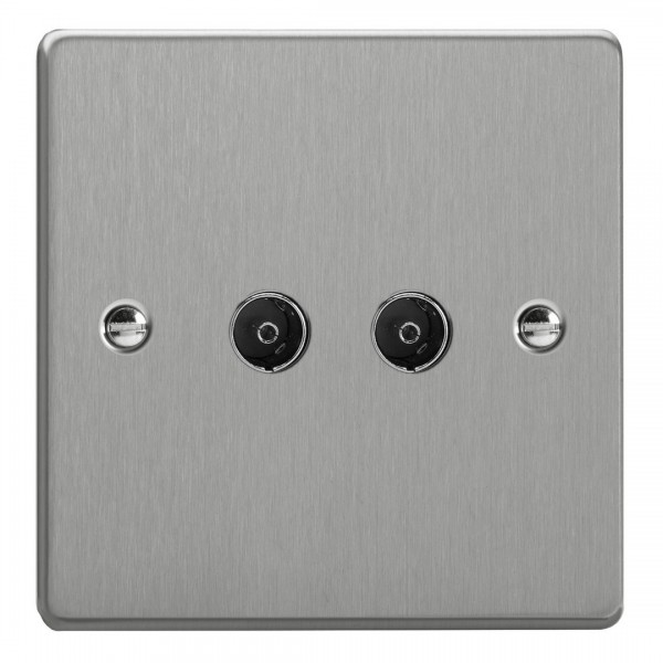 Varilight XDE88.BS Brushed Steel 2-Gang TV Socket/ Co-Axial