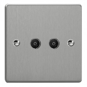 Varilight XDE88.BS Brushed Steel 2-Gang TV Socket/ Co-Axial
