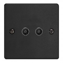 Varilight XDE88.MB Matt Black 2-Gang TV Socket/ Co-Axial
