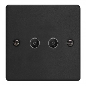 Varilight XDE88.MB Matt Black 2-Gang TV Socket/ Co-Axial