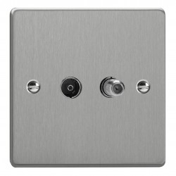 Varilight XDE88S.BS Brushed Steel 2-Gang TV Socket/ Co-axial with F-Type Satellite