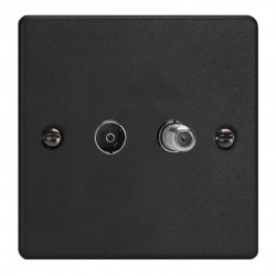 Varilight XDE88S.MB Matt Black 2-Gang TV Socket/ Co-axial with F-Type Satellite