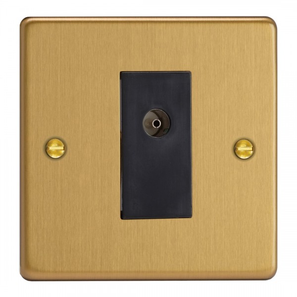Varilight XDE8ISOB.BB Brushed Brass 1-Gang TV Socket/ Isolated Co-axial