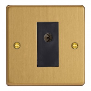 Varilight XDE8ISOB.BB Brushed Brass 1-Gang TV Socket/ Isolated Co-axial