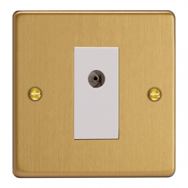 Varilight XDE8ISOW.BB Brushed Brass 1-Gang TV Socket/ Isolated Co-axial