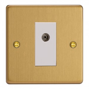 Varilight XDE8ISOW.BB Brushed Brass 1-Gang TV Socket/ Isolated Co-axial