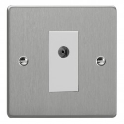 Varilight XDE8ISOW.BS Brushed Steel 1-Gang TV Socket/ Isolated Co-axial