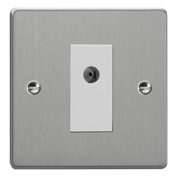 Varilight XDE8ISOW.BS Brushed Steel 1-Gang TV Socket/ Isolated Co-axial