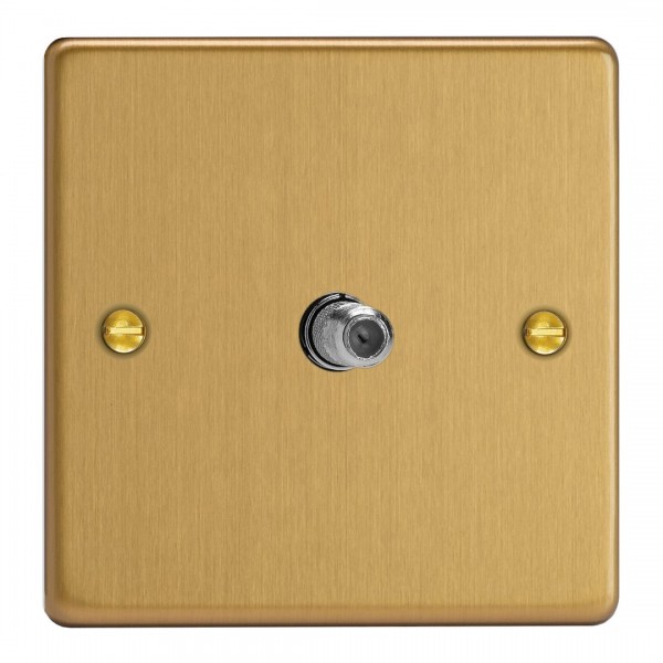 Varilight XDE8S.BB Brushed Brass 1-Gang TV Socket/ F-Type Satellite