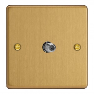 Varilight XDE8S.BB Brushed Brass 1-Gang TV Socket/ F-Type Satellite
